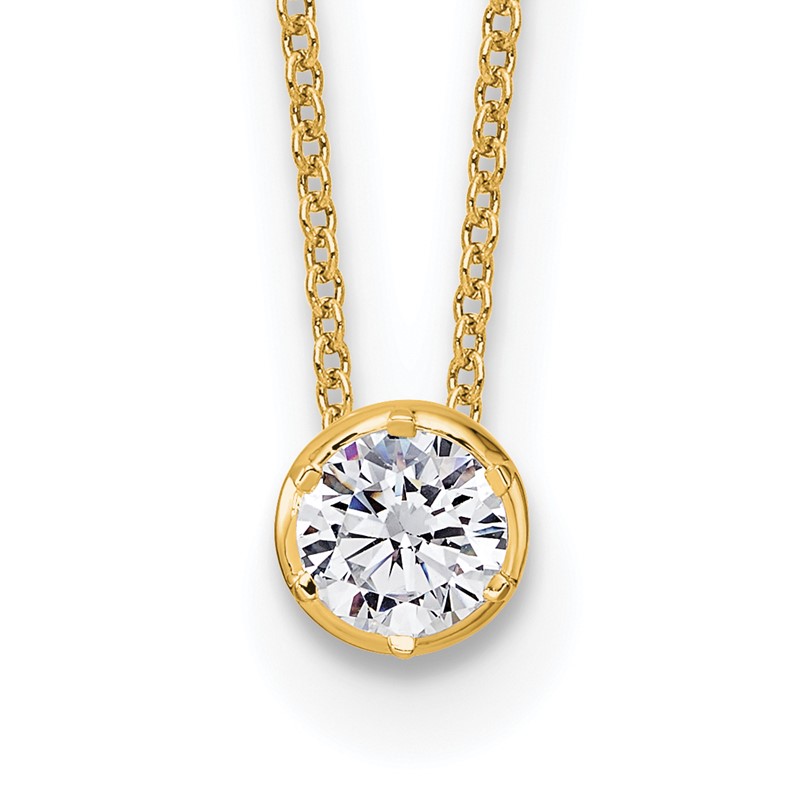 14k 1/2 carat Lab Grown Diamond VS/SI+ G+ Round Complete 18 inch Solitaire Slide Necklace