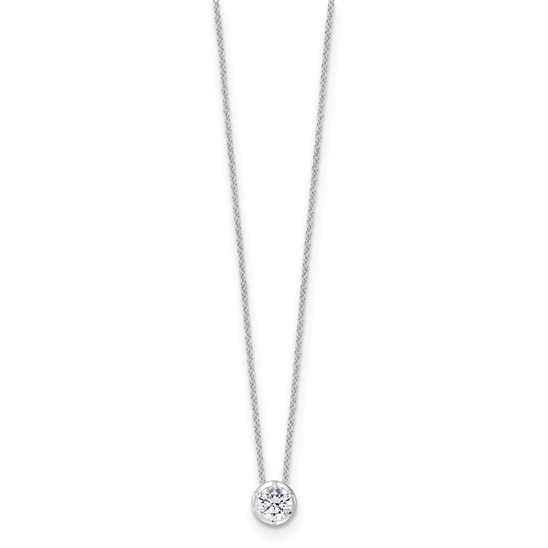 True Origin 14k White Gold 5/8 carat Lab Grown Diamond VS DEF 18 inch Solitaire Slide Necklace