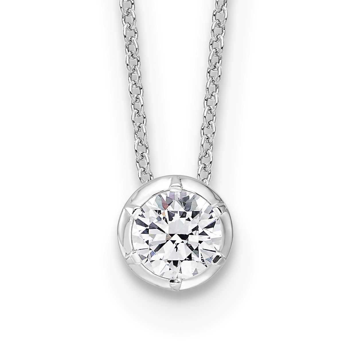 True Origin 14k White Gold 5/8 carat Lab Grown Diamond VS DEF 18 inch Solitaire Slide Necklace (PM9381-060-WLD)