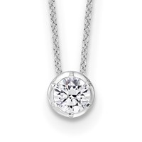 True Origin 14K White Gold 0.62 Carat Lab Grown Diamond VS+ F+ Complete Round Solitaire Necklace, 18" view 1