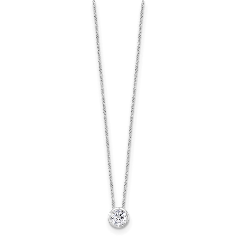 True Origin 14k White Gold 3/4 carat Lab Grown Diamond VS DEF 18 inch Solitaire Slide Necklace