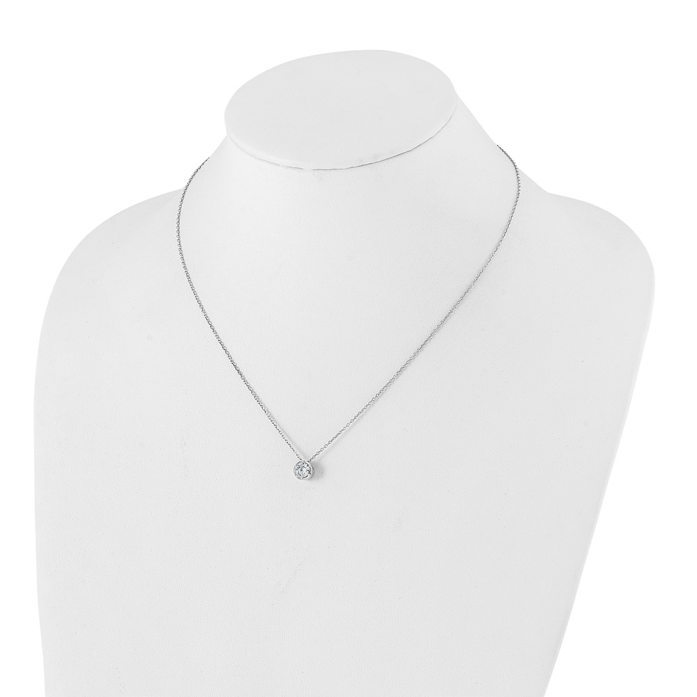 True Origin 14k White Gold 3/4 carat Lab Grown Diamond VS DEF 18 inch Solitaire Slide Necklace (PM9381-075-WLD)
