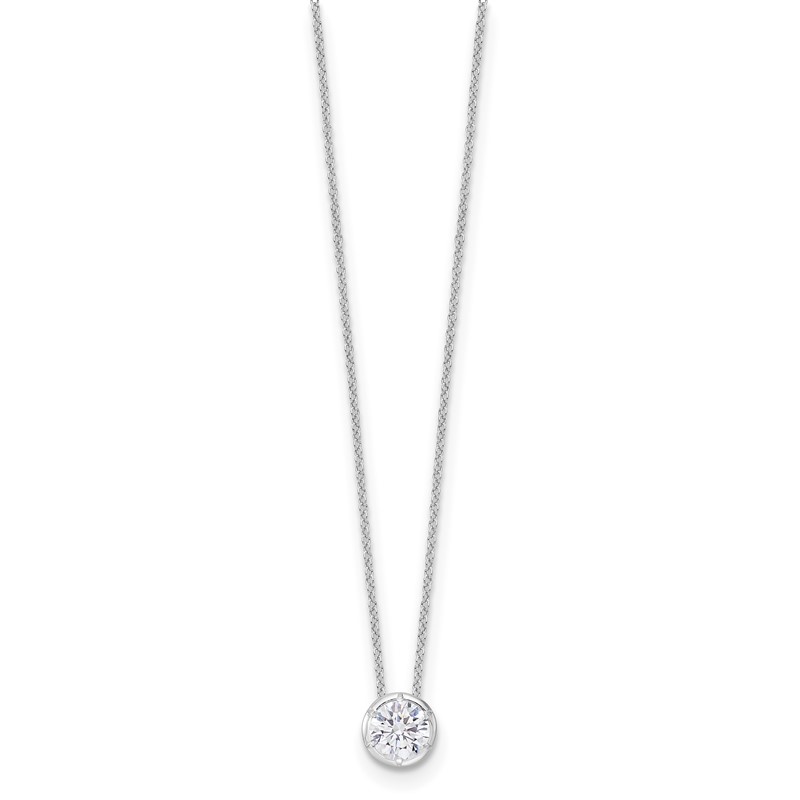 True Origin 14k White Gold 1 carat Lab Grown Diamond VS DEF 18 inch Solitaire Slide Necklace