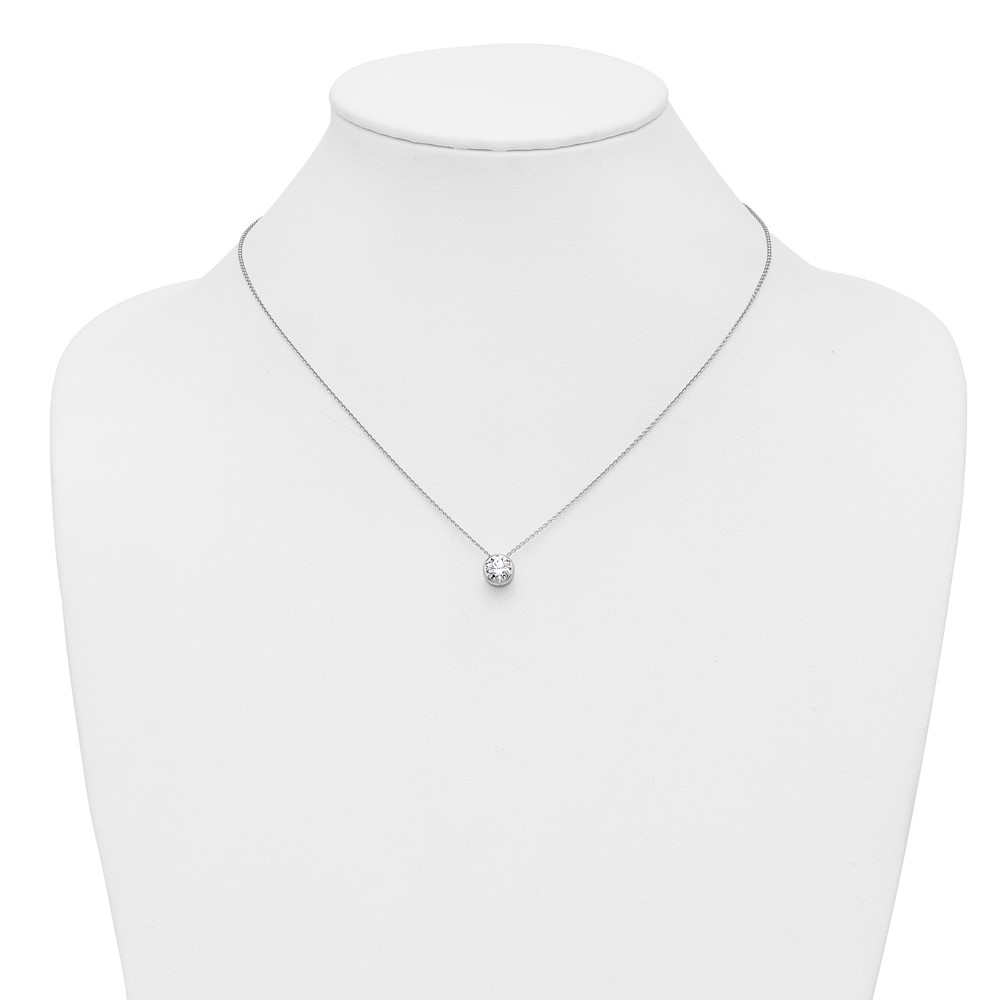 14k White Gold 1 carat Lab Grown Diamond VS/SI+ G+ Round Complete 18 inch Solitaire Slide Necklace (PM9381-100-WLG)