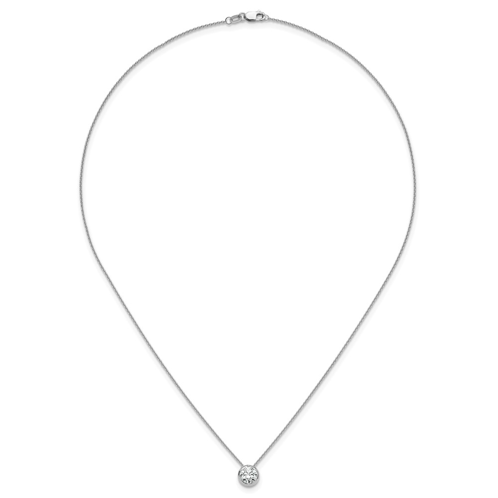 14k White Gold 1 carat Lab Grown Diamond VS/SI+ G+ Round Complete 18 inch Solitaire Slide Necklace (PM9381-100-WLG)