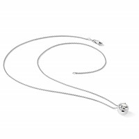 14K White Gold 1 Carat Lab Grown Diamond VS SI+ G+ Round Complete Solitaire Slide Necklace, 18" view 4