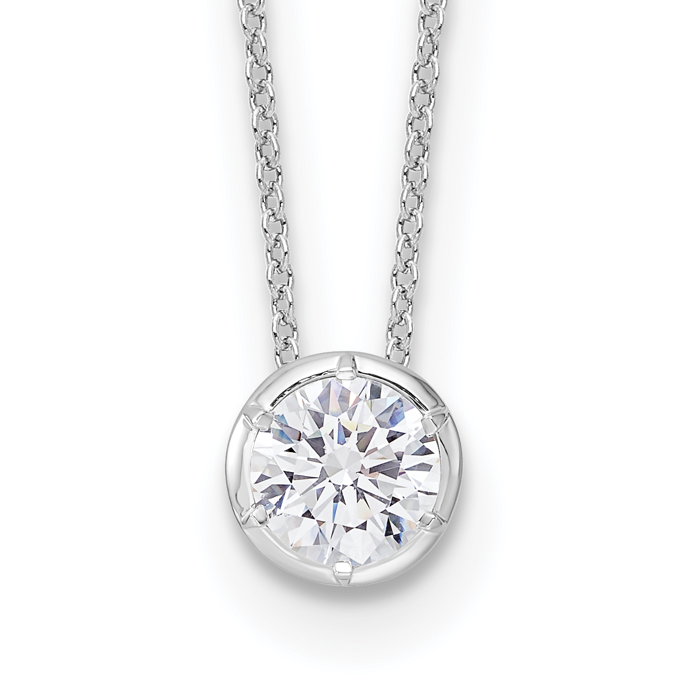 True Origin 14k White Gold 1 carat Lab Grown Diamond VS DEF 18 inch Solitaire Slide Necklace (PM9381-100-WLD)