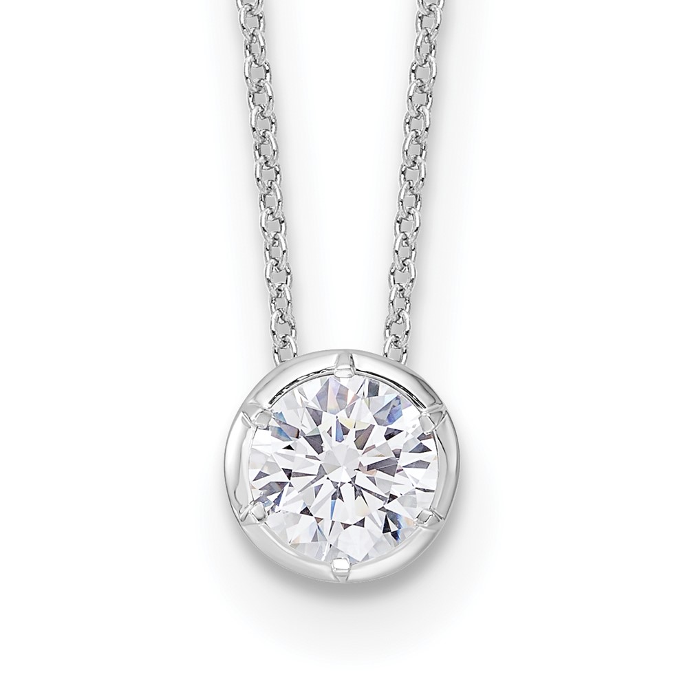 True Origin 14k White Gold 1 carat Lab Grown Diamond VS DEF 18 inch Solitaire Slide Necklace (PM9381-100-WLD)