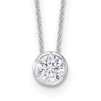 14K White Gold 1 Carat Lab Grown Diamond VS SI+ G+ Round Complete Solitaire Slide Necklace, 18" view 1