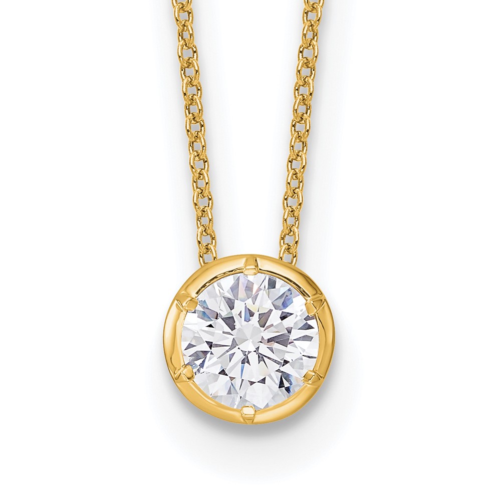 14k 1 carat Lab Grown Diamond VS/SI+ G+ Round Complete 18 inch Solitaire Slide Necklace (PM9381-100-YLG)