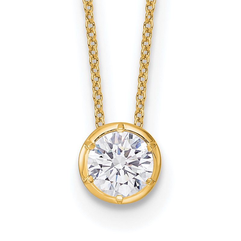 14k 1 carat Lab Grown Diamond VS/SI+ G+ Round Complete 18 inch Solitaire Slide Necklace