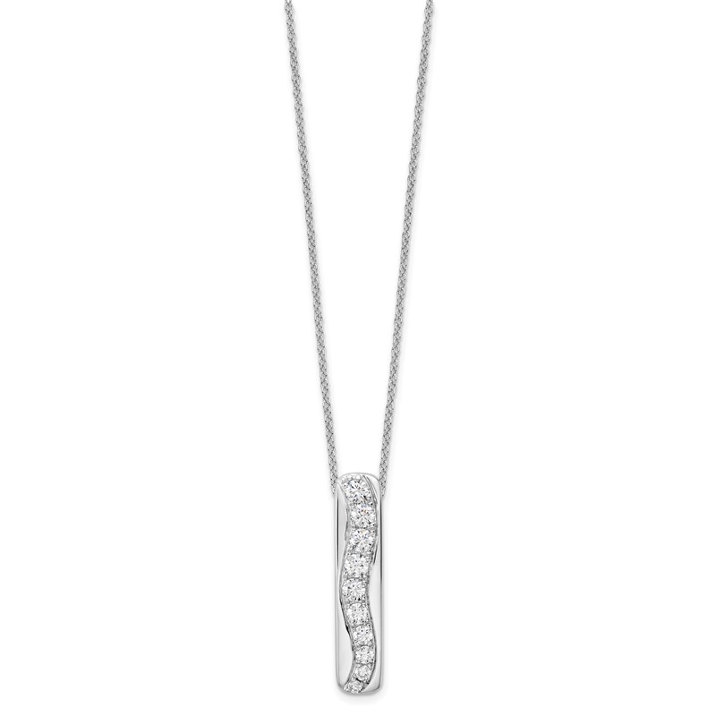 True Origin 14k White Gold 3/4 carat Lab Grown Diamond VS DEF 18 inch Vertical Bar Slide Necklace