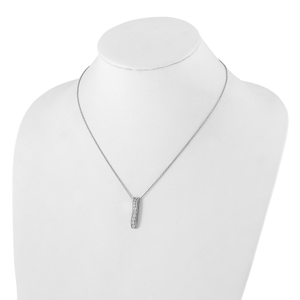 True Origin 14k White Gold 3/4 carat Lab Grown Diamond VS DEF 18 inch Vertical Bar Slide Necklace (PM9383-075-WLD)