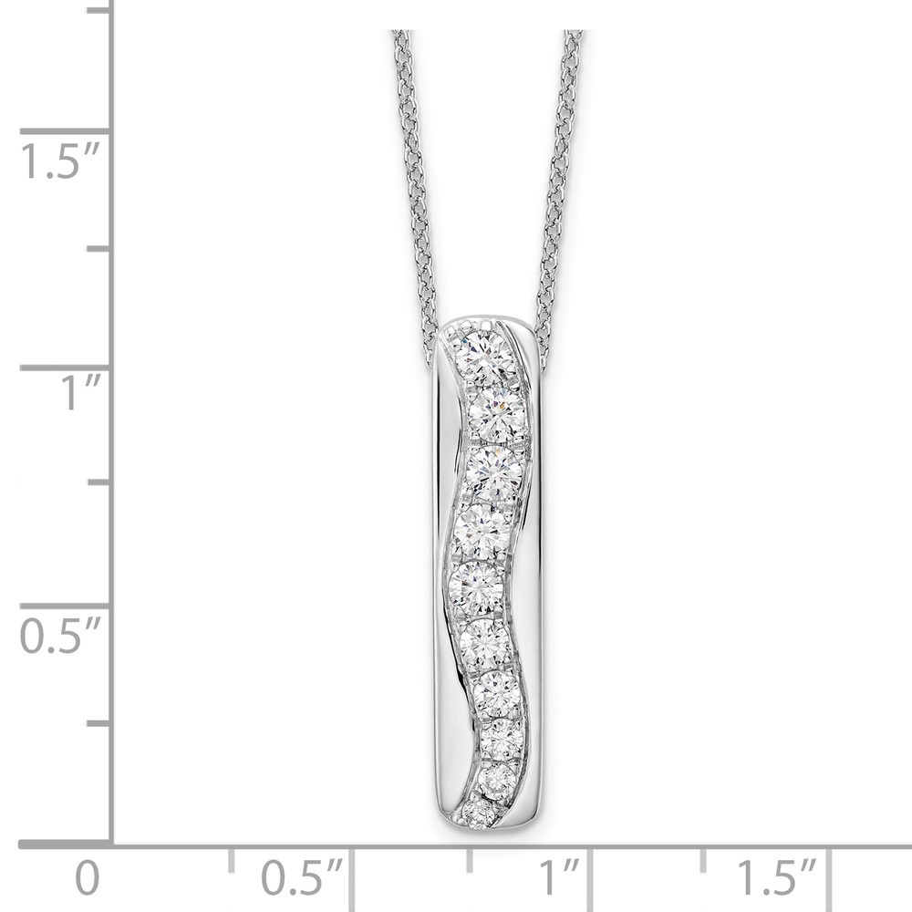 True Origin 14k White Gold 3/4 carat Lab Grown Diamond VS DEF 18 inch Vertical Bar Slide Necklace (PM9383-075-WLD)