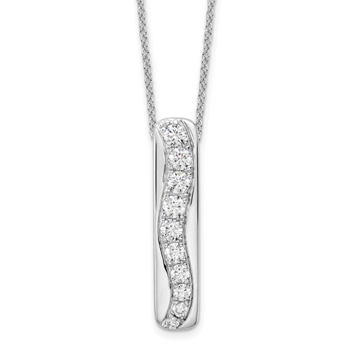 True Origin 14K White Gold 0.75 Carat Lab Grown Diamond VS+ F+ Complete Vertical Bar Slide Necklace, 18"
