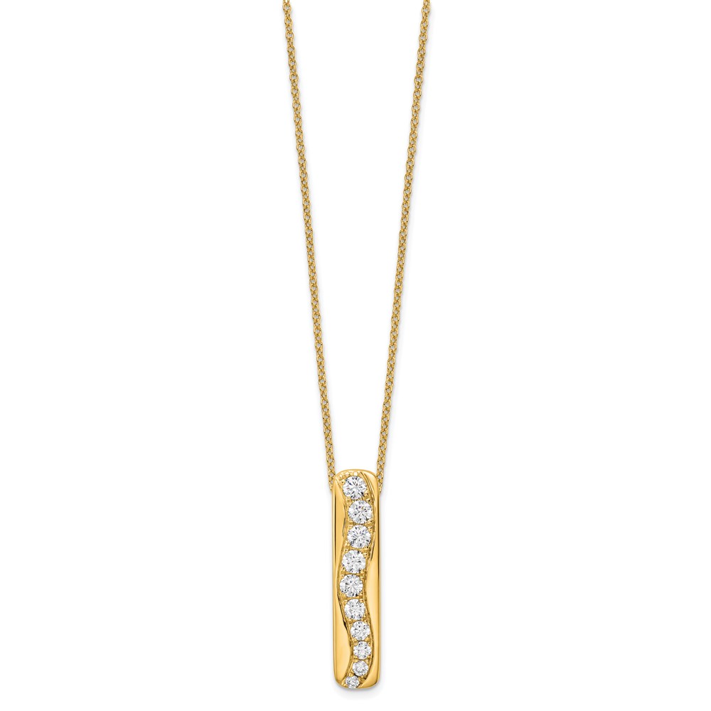 True Origin 14k 3/4 carat Lab Grown Diamond VS DEF 18 inch Vertical Bar Slide Necklace (PM9383-075-YLD)