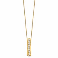 True Origin 14K Yellow Gold 0.75 Carat Lab Grown Diamond VS+ F+ Complete Vertical Bar Slide Necklace, 18" view 2