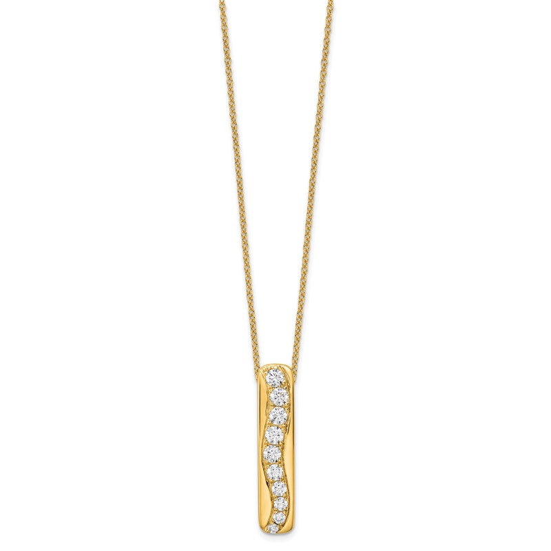 True Origin 14k 3/4 carat Lab Grown Diamond VS DEF 18 inch Vertical Bar Slide Necklace