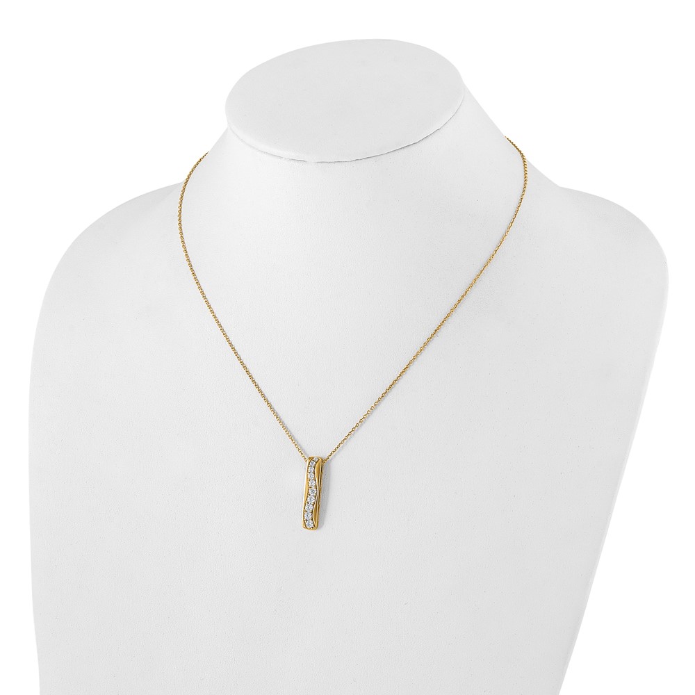 True Origin 14k 3/4 carat Lab Grown Diamond VS DEF 18 inch Vertical Bar Slide Necklace (PM9383-075-YLD)
