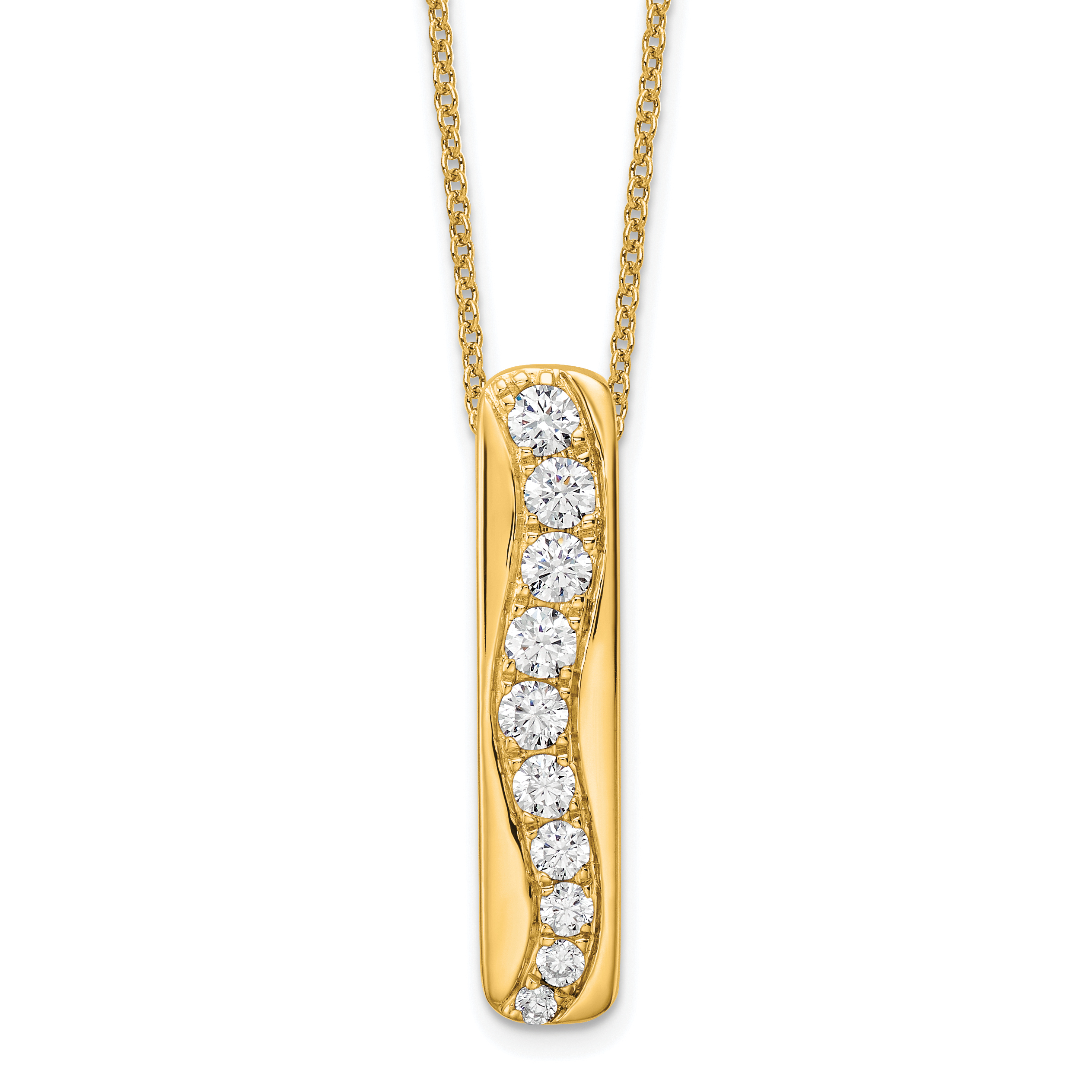 True Origin 14k 3/4 carat Lab Grown Diamond VS DEF 18 inch Vertical Bar Slide Necklace (PM9383-075-YLD)