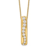 True Origin 14K Yellow Gold 0.75 Carat Lab Grown Diamond VS+ F+ Complete Vertical Bar Slide Necklace, 18" view 1
