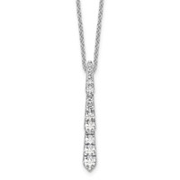 True Origin 14K White Gold 0.38 Carat Lab Grown Diamond VS+ F+ Complete Vertical Bar Slide Necklace, 18" view 1