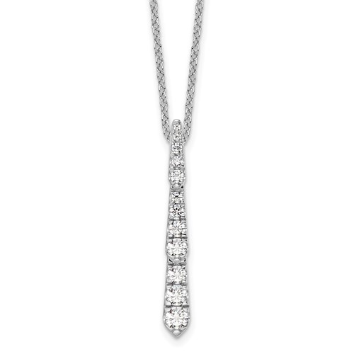 True Origin 14K White Gold 0.38 Carat Lab Grown Diamond VS+ F+ Complete Vertical Bar Slide Necklace, 18"