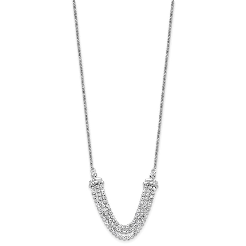 14k White Gold 2 1/6 carat Lab Grown Diamond VS/SI+ G+ Adjustable up to 24 inch Triple Row Tennis Style Bolo Necklace
