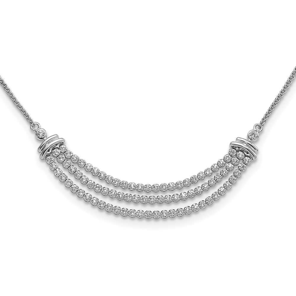 14k White Gold 2 1/6 carat Lab Grown Diamond VS/SI+ G+ Adjustable up to 24 inch Triple Row Tennis Style Bolo Necklace (PM9452-175-WLG)