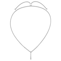 14K White Gold 1 Carat Lab Grown Diamond VS SI+ G+ Adjustable Up to Tennis Style Bolo Necklace, 24" view 4