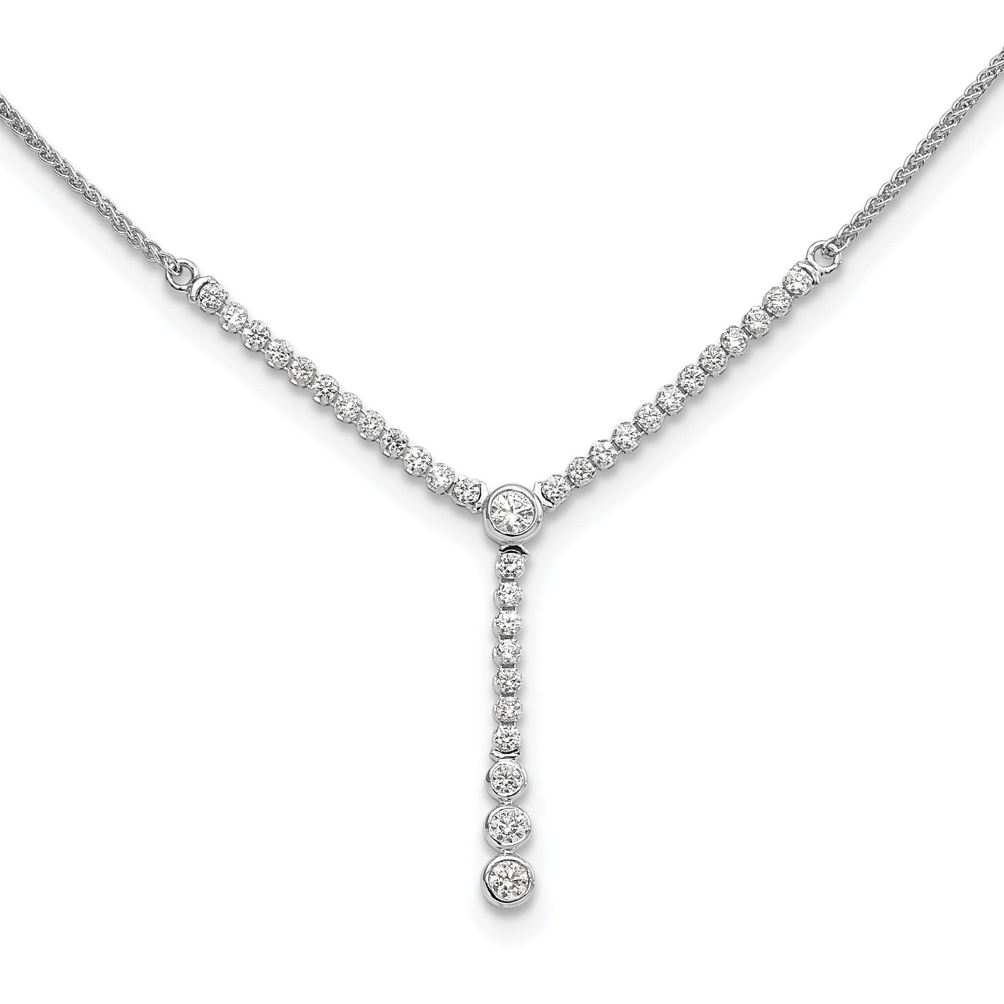 14k White Gold 1 carat Lab Grown Diamond VS/SI+ G+ Adjustable up to 24 inch Tennis Style Bolo Necklace (PM9453-090-WLG)