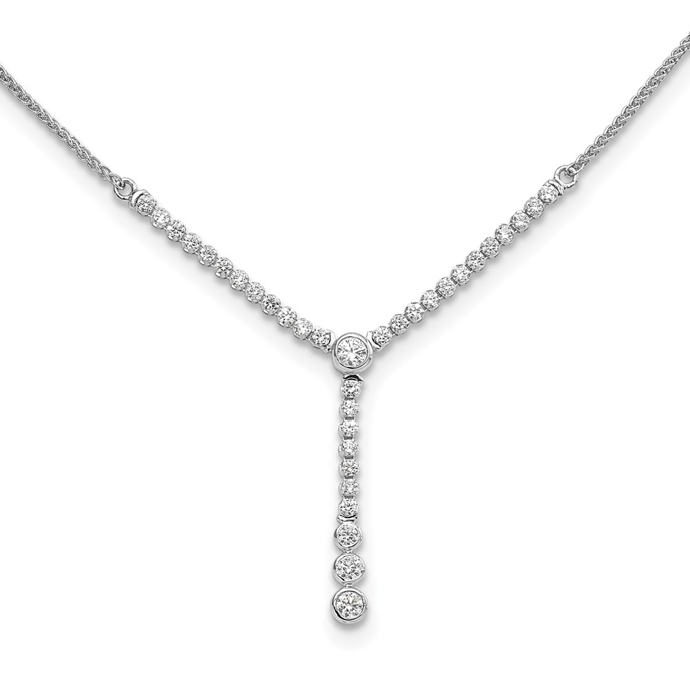 14k White Gold 1 carat Lab Grown Diamond VS/SI+ G+ Adjustable up to 24 inch Tennis Style Bolo Necklace (PM9453-090-WLG)