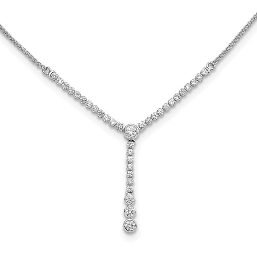 14K White Gold 1 Carat Lab Grown Diamond VS SI+ G+ Adjustable Up to Tennis Style Bolo Necklace, 24"