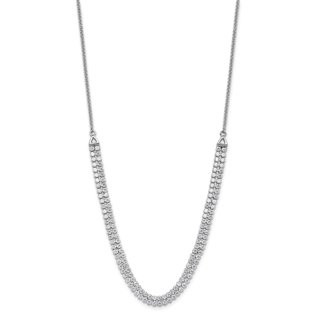 14k White Gold 3 1/3 carat Lab Grown Diamond VS/SI+ G+ Adjustable 13.5 to 24 inch Double Row Tennis Bolo Necklace (PM9461-278-WLG)