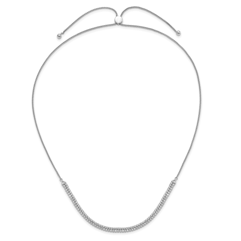 14k White Gold 3 1/3 carat Lab Grown Diamond VS/SI+ G+ Adjustable 13.5 to 24 inch Double Row Tennis Bolo Necklace (PM9461-278-WLG)