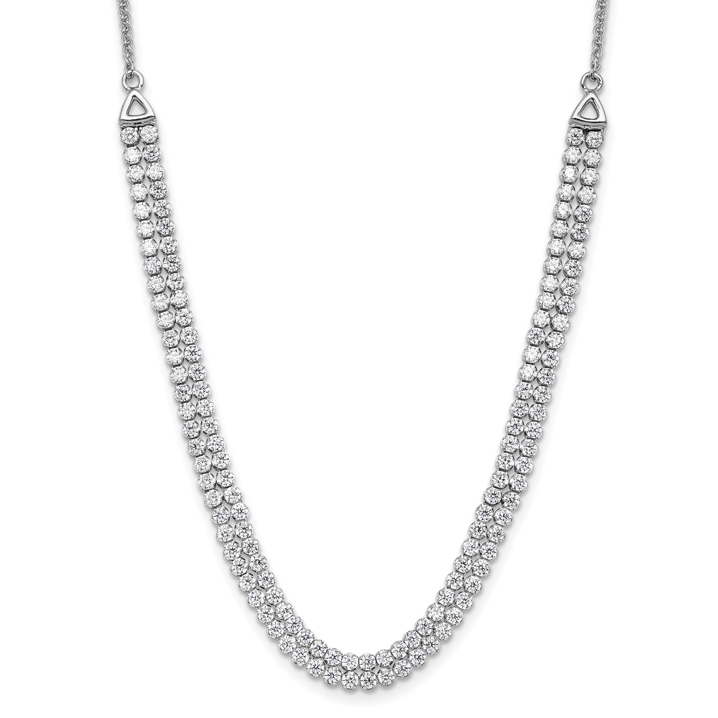 14k White Gold 3 1/3 carat Lab Grown Diamond VS/SI+ G+ Adjustable 13.5 to 24 inch Double Row Tennis Bolo Necklace (PM9461-278-WLG)