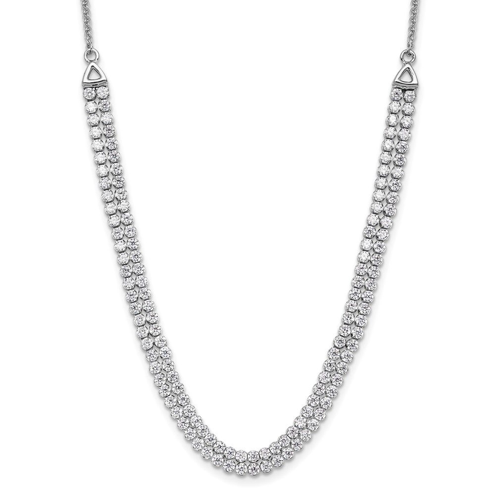 14k White Gold 3 1/3 carat Lab Grown Diamond VS/SI+ G+ Adjustable 13.5 to 24 inch Double Row Tennis Bolo Necklace (PM9461-278-WLG)