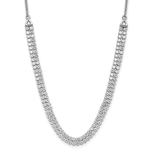 14K White Gold 3.33 Carat Lab Grown Diamond VS SI+ G+ Adjustable 13.5 to Double Row Tennis Bolo Necklace, 24"