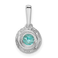 Pure Serenity 14K White Gold 0.10 Carat Lab Grown Diamond VS SI+ G+ and Lab Created Paraiba Halo Pendant view 3