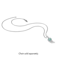 Pure Serenity 14K White Gold 0.10 Carat Lab Grown Diamond VS SI+ G+ and Lab Created Paraiba Halo Pendant view 5