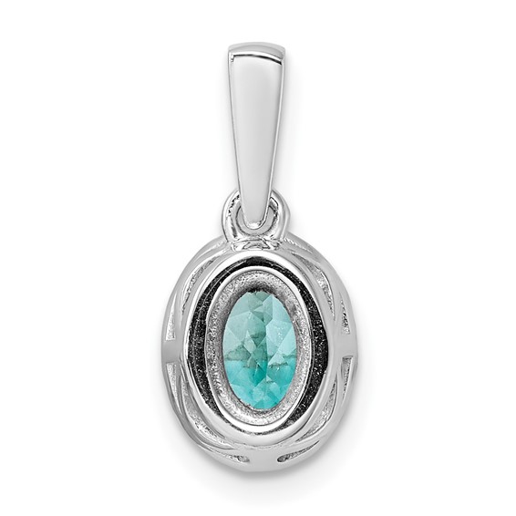 Pure Serenity 14k White Gold 1/10 carat Lab Grown Diamond VS/SI+ G+ and Lab Created Paraiba Teardrop Pendant