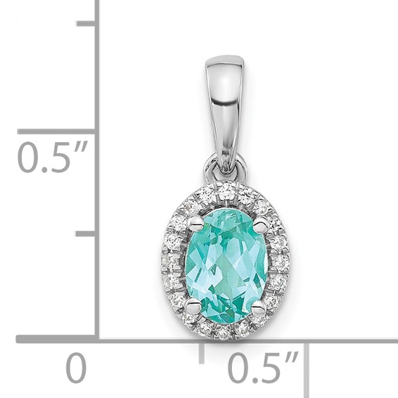 Pure Serenity 14k White Gold 1/10 carat Lab Grown Diamond VS/SI+ G+ and Lab Created Paraiba Teardrop Pendant