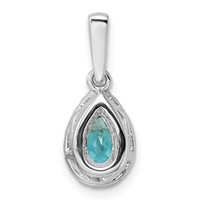 Pure Serenity 14K White Gold 0.12 Carat Lab Grown Diamond VS SI+ G+ and Lab Created Paraiba Pear Pendant view 3