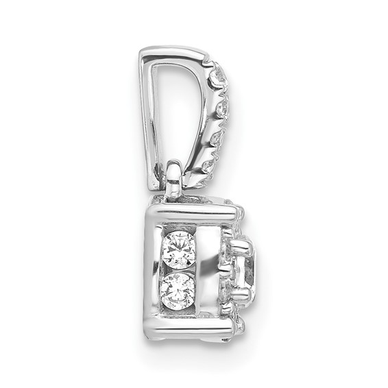 Sterling Silver Rd Center CZ Round Halo Semi-mount Pendant