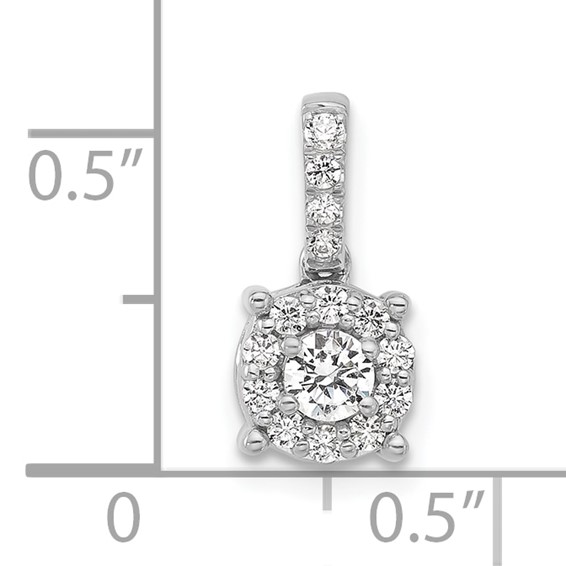 Sterling Silver Rd Center CZ Round Halo Semi-mount Pendant