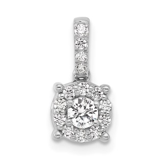 Sterling Silver Rd Center CZ Round Halo Semi-mount Pendant