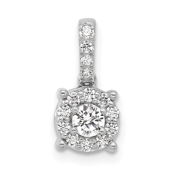 Sterling Silver Rd Center CZ Round Halo Semi-mount Pendant