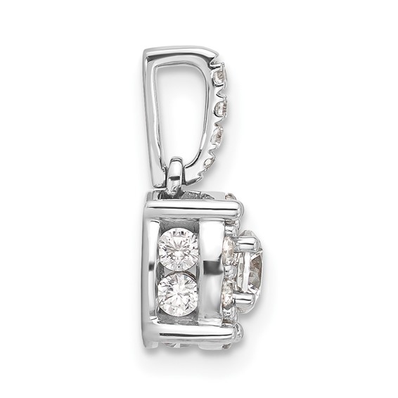 Sterling Silver Rd Center CZ Round Halo Semi-mount Pendant