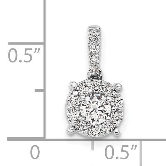 Sterling Silver Rd Center CZ Round Halo Semi-mount Pendant