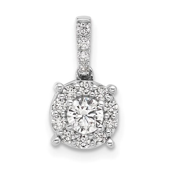 Sterling Silver Rd Center CZ Round Halo Semi-mount Pendant